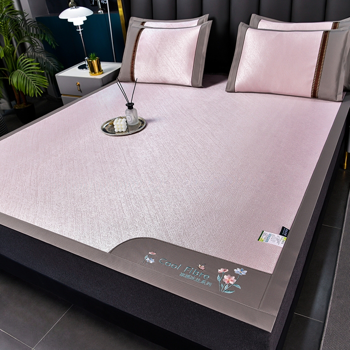 小牛席业 2026新款超精密冰丝席-小斜纹系列凉席藤席冰藤席冰丝席竹席草席空调席乳胶席豆豆席 超精密冰丝席-小斜纹（粉色）