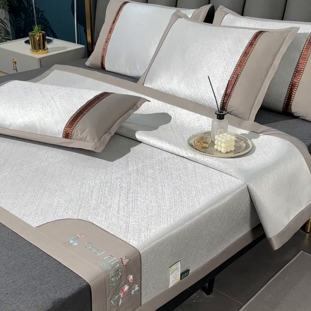 91家纺网 家纺一手货源 找家纺 小牛席业 2026新款超精密冰丝席-小斜纹系列凉席藤席冰藤席冰丝席竹席草席空调席乳胶席豆豆席 超精密冰丝席-小斜纹（灰色）