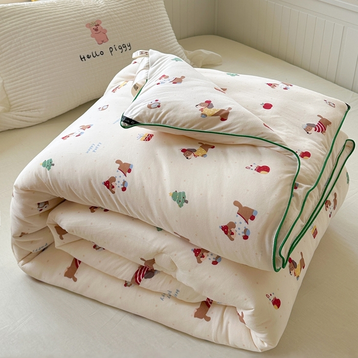 91家纺网 家纺一手货源 找家纺 暖生活 2026新款婴儿级牛奶针织棉大豆四季被冬被春秋被被子被芯苹果小狗