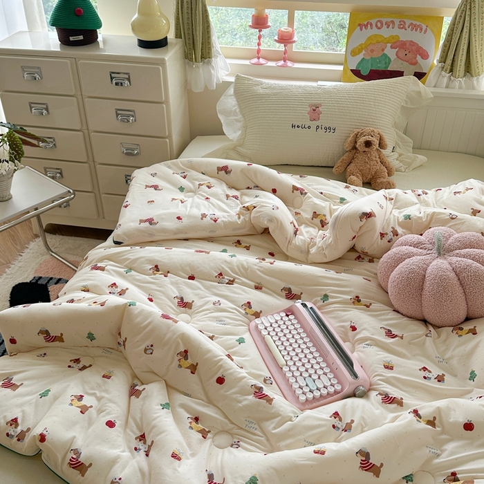 91家纺网 家纺一手货源 找家纺 暖生活 2026新款婴儿级牛奶针织棉大豆四季被冬被春秋被被子被芯苹果小狗