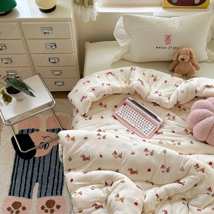 91家纺网 家纺一手货源 找家纺 暖生活 2026新款婴儿级牛奶针织棉大豆四季被冬被春秋被被子被芯苹果小狗