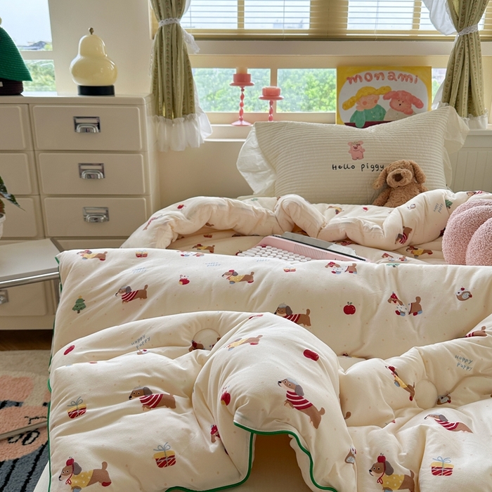 91家纺网 家纺一手货源 找家纺 暖生活 2026新款婴儿级牛奶针织棉大豆四季被冬被春秋被被子被芯苹果小狗