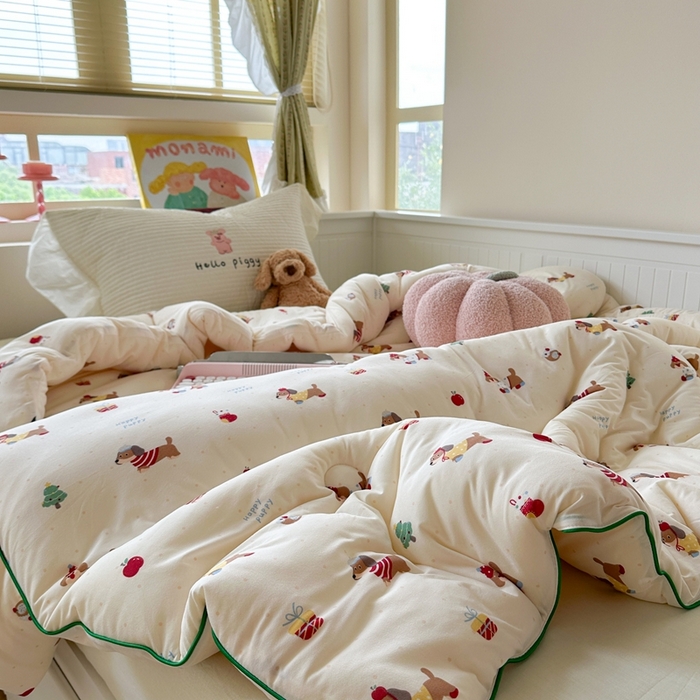 91家纺网 家纺一手货源 找家纺 暖生活 2026新款婴儿级牛奶针织棉大豆四季被冬被春秋被被子被芯苹果小狗