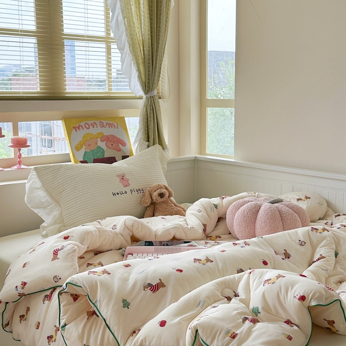 91家纺网 家纺一手货源 找家纺 暖生活 2026新款婴儿级牛奶针织棉大豆四季被冬被春秋被被子被芯苹果小狗