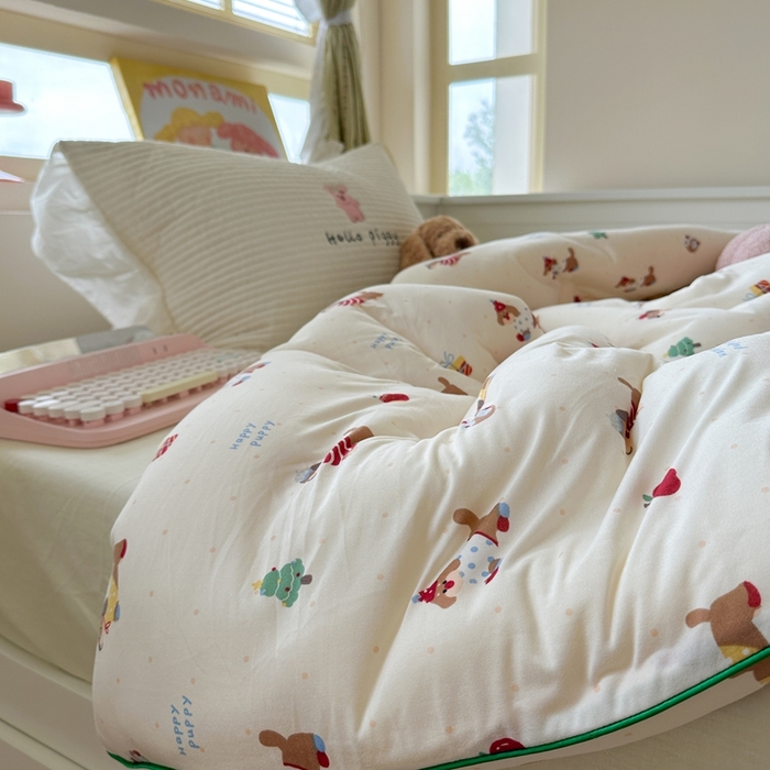 91家纺网 家纺一手货源 找家纺 暖生活 2026新款婴儿级牛奶针织棉大豆四季被冬被春秋被被子被芯苹果小狗