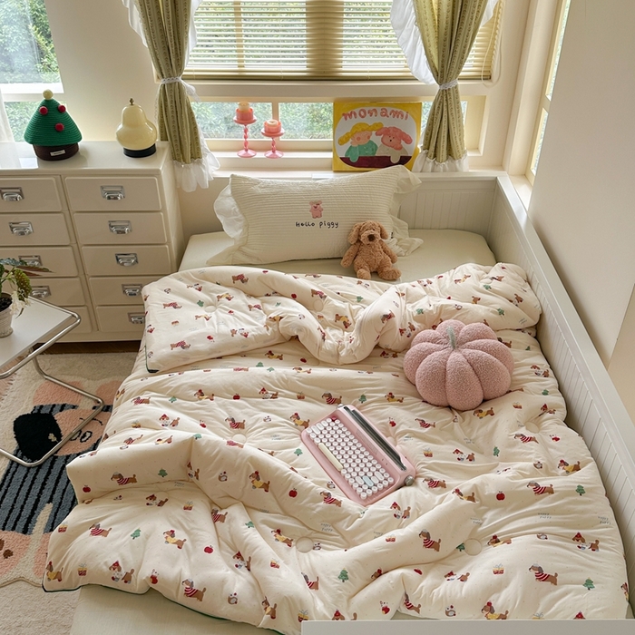 91家纺网 家纺一手货源 找家纺 暖生活 2026新款婴儿级牛奶针织棉大豆四季被冬被春秋被被子被芯苹果小狗