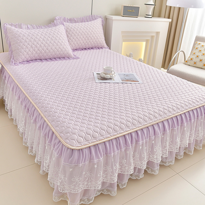 91家纺网 家纺一手货源 找家纺 畅畅家纺 2026新款凉感丝唯美床裙夏被凉席三件套夏被四件套 唯美-云紫