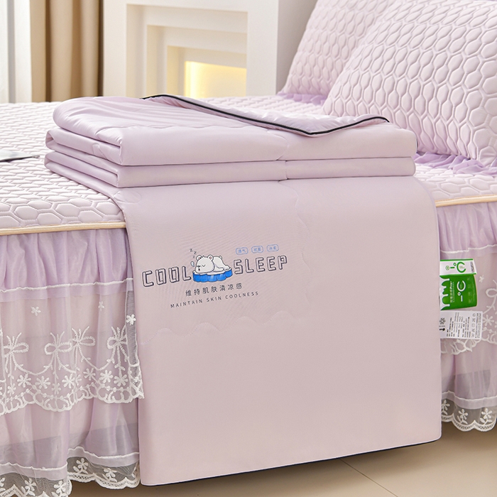 畅畅家纺 2026新款凉感丝唯美床裙夏被凉席三件套夏被四件套 唯美-云紫