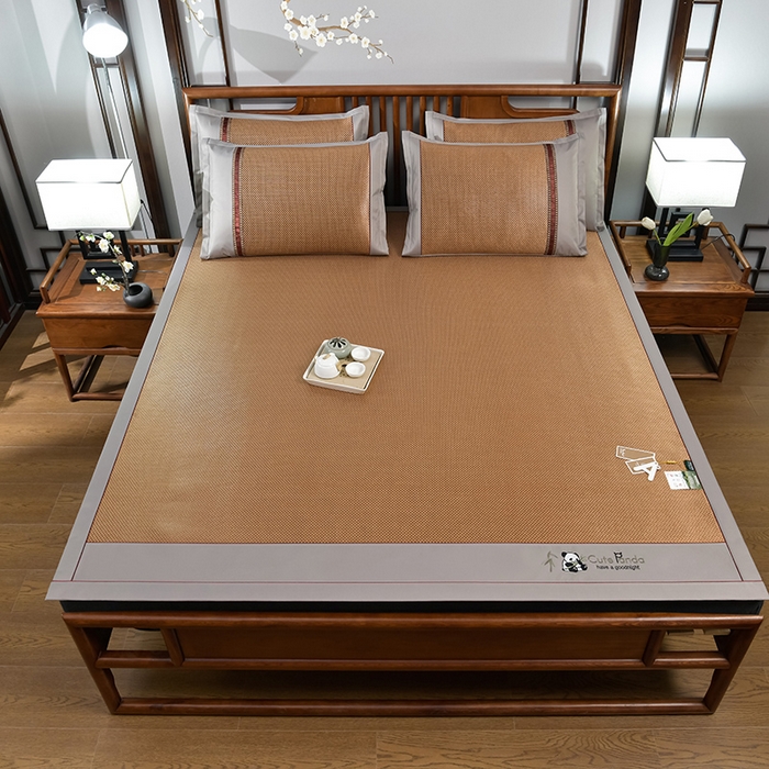 91家纺网 家纺一手货源 找家纺 小牛席业 2026新款加厚款-经典熊猫冰藤席系列-凉席藤席冰藤席竹席空调席草席冰丝席豆豆席乳胶席三件套 加厚款-经典熊猫冰藤席（咖色）