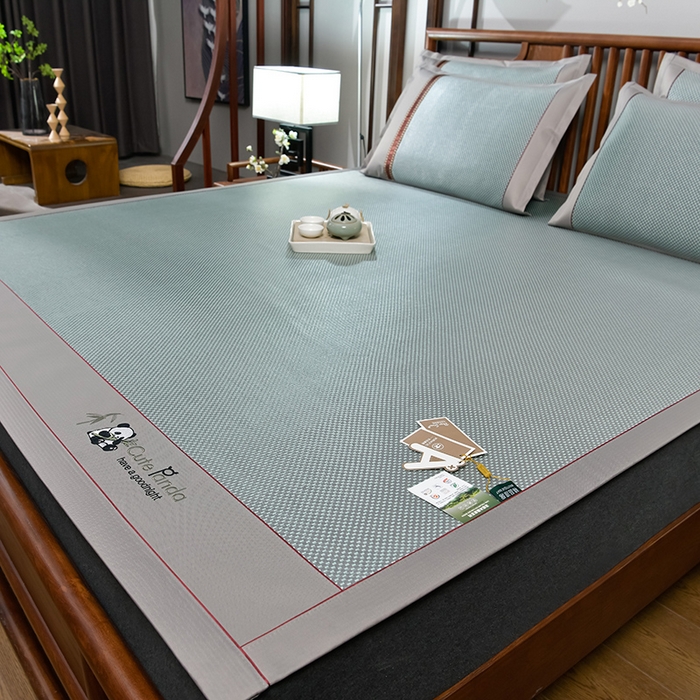 91家纺网 家纺一手货源 找家纺 小牛席业 2026新款加厚款-经典熊猫冰藤席系列-凉席藤席冰藤席竹席空调席草席冰丝席豆豆席乳胶席三件套 加厚款-经典熊猫冰藤席（绿色）