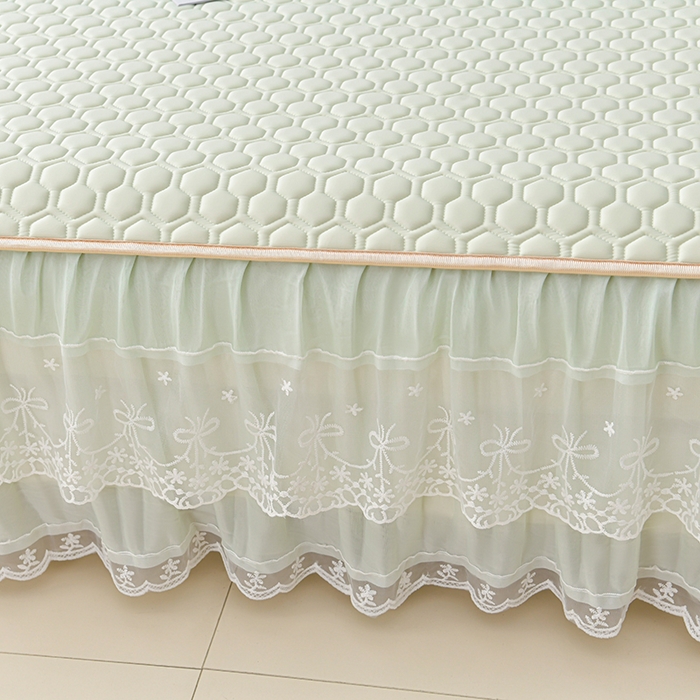 91家纺网 家纺一手货源 找家纺 畅畅家纺 2026新款凉感丝唯美床裙夏被凉席三件套夏被四件套 唯美-青柠绿