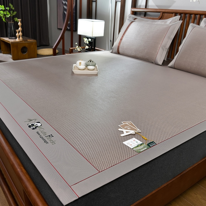 91家纺网 家纺一手货源 找家纺 小牛席业 2026新款加厚款-经典熊猫冰藤席系列-凉席藤席冰藤席竹席空调席草席冰丝席豆豆席乳胶席三件套 加厚款-经典熊猫冰藤席（香槟）