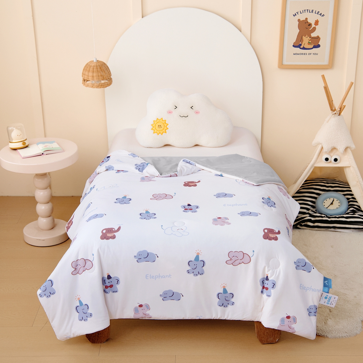 91家纺网 家纺一手货源 找家纺 御棉坊 御棉坊2026圆网A类凉感幼儿园夏凉被宝宝午睡薄被子儿童空调被夏被 顽皮小象