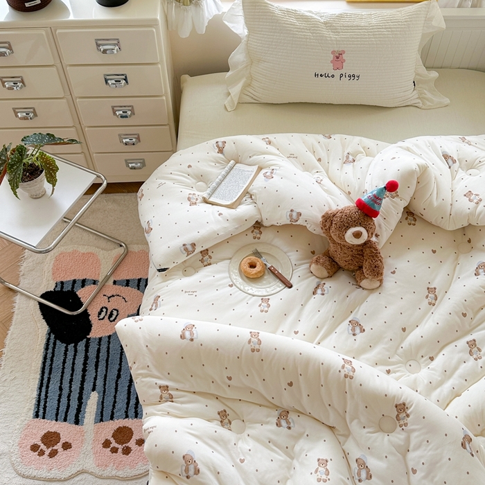 91家纺网 家纺一手货源 找家纺 暖生活 2026新款婴儿级牛奶针织棉大豆四季被冬被春秋被被子被芯晚安熊