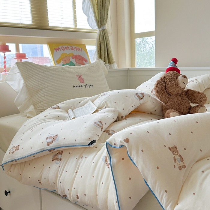 91家纺网 家纺一手货源 找家纺 暖生活 2026新款婴儿级牛奶针织棉大豆四季被冬被春秋被被子被芯晚安熊