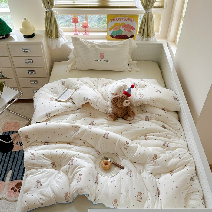 91家纺网 家纺一手货源 找家纺 暖生活 2026新款婴儿级牛奶针织棉大豆四季被冬被春秋被被子被芯晚安熊