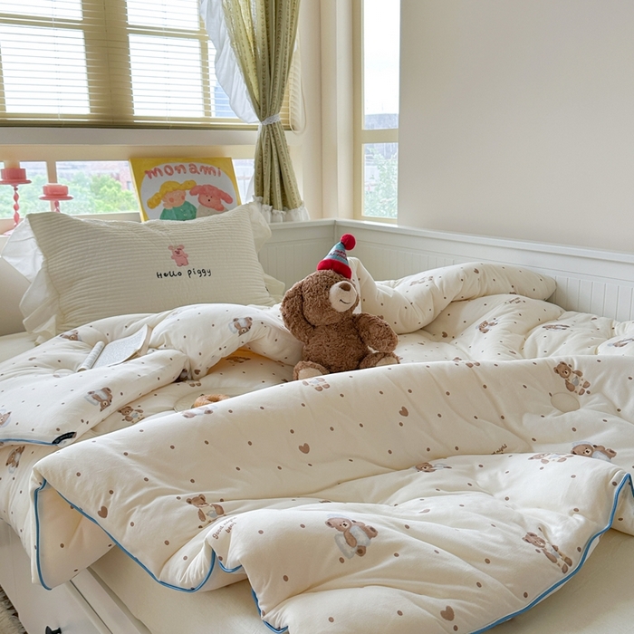 91家纺网 家纺一手货源 找家纺 暖生活 2026新款婴儿级牛奶针织棉大豆四季被冬被春秋被被子被芯晚安熊