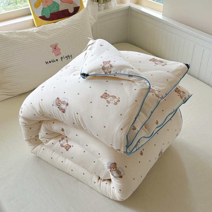 91家纺网 家纺一手货源 找家纺 暖生活 2026新款婴儿级牛奶针织棉大豆四季被冬被春秋被被子被芯晚安熊