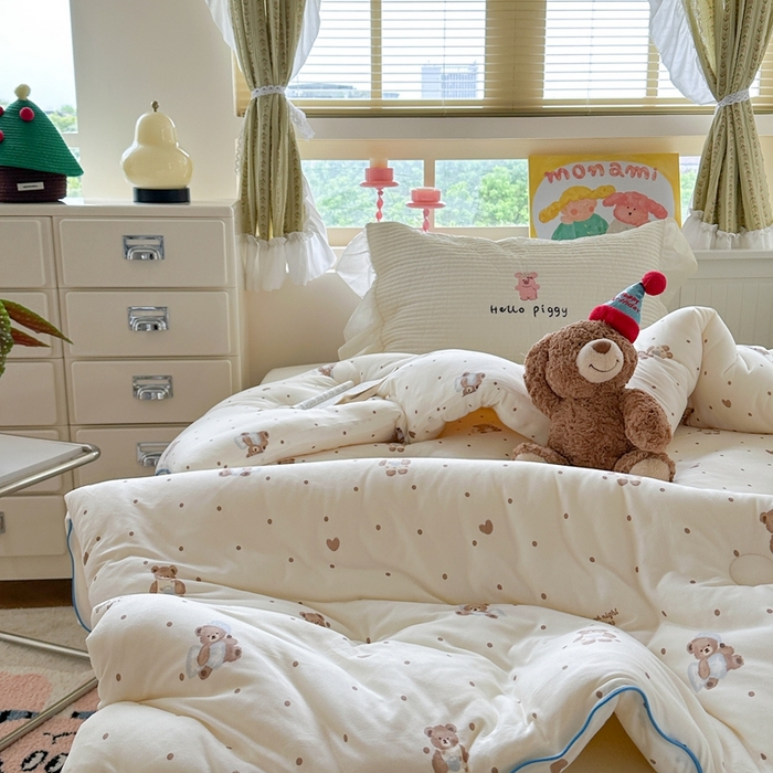 91家纺网 家纺一手货源 找家纺 暖生活 2026新款婴儿级牛奶针织棉大豆四季被冬被春秋被被子被芯晚安熊