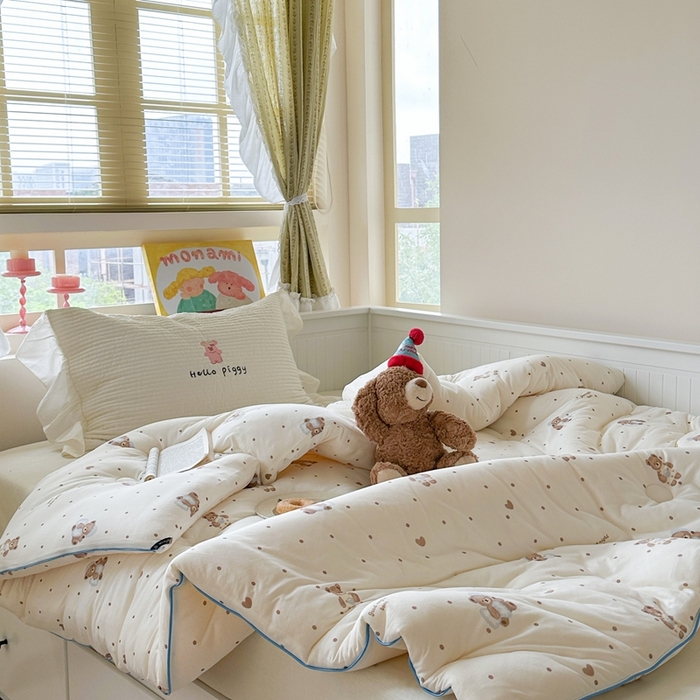 91家纺网 家纺一手货源 找家纺 暖生活 2026新款婴儿级牛奶针织棉大豆四季被冬被春秋被被子被芯晚安熊