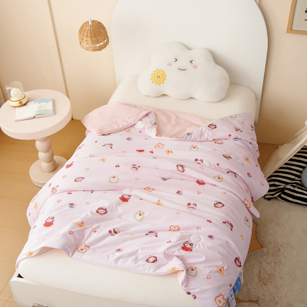 91家纺网 家纺一手货源 找家纺 御棉坊 御棉坊2026圆网A类凉感幼儿园夏凉被宝宝午睡薄被子儿童空调被夏被 粉粉女孩