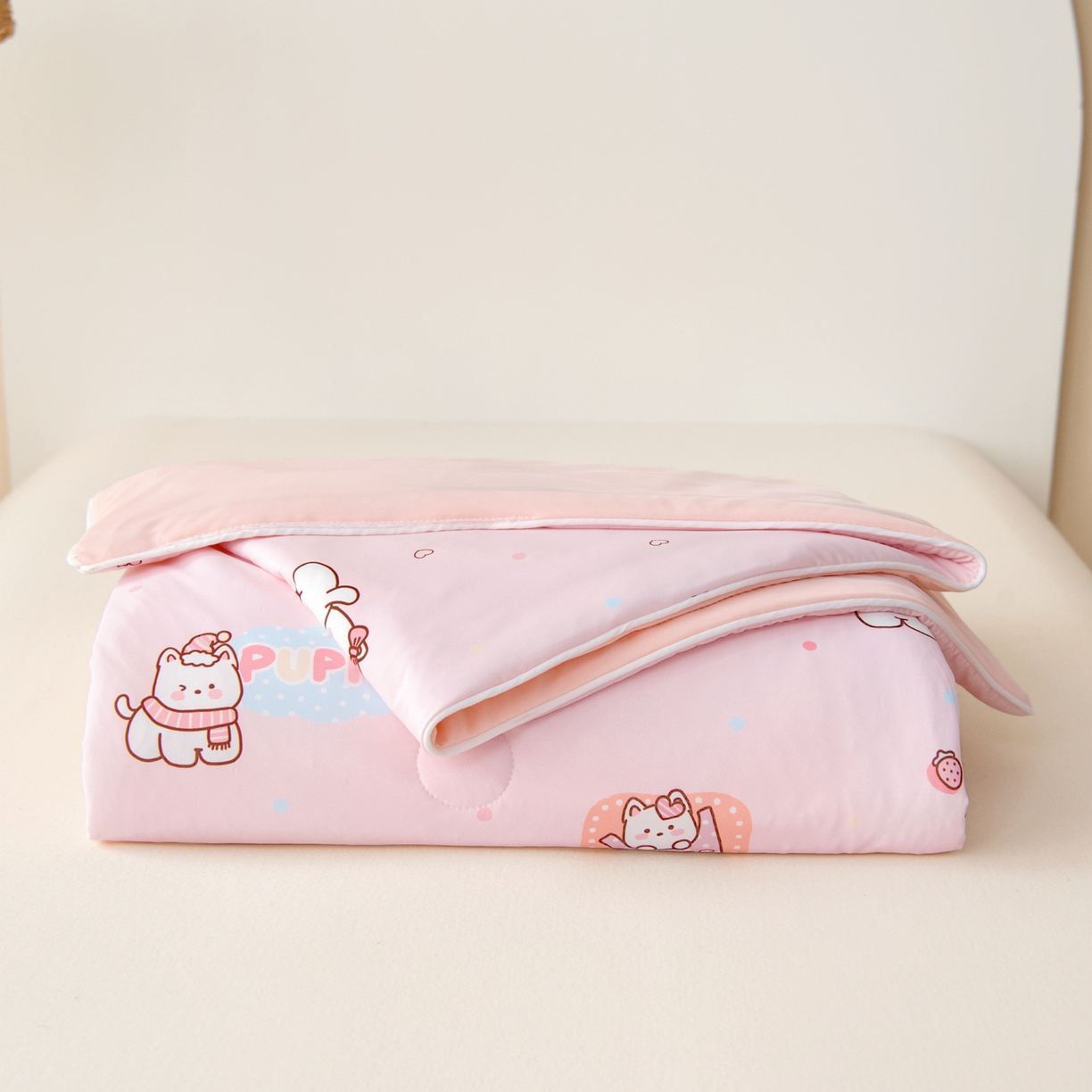 91家纺网 家纺一手货源 找家纺 御棉坊 御棉坊2026圆网A类凉感幼儿园夏凉被宝宝午睡薄被子儿童空调被夏被 开心猫咪