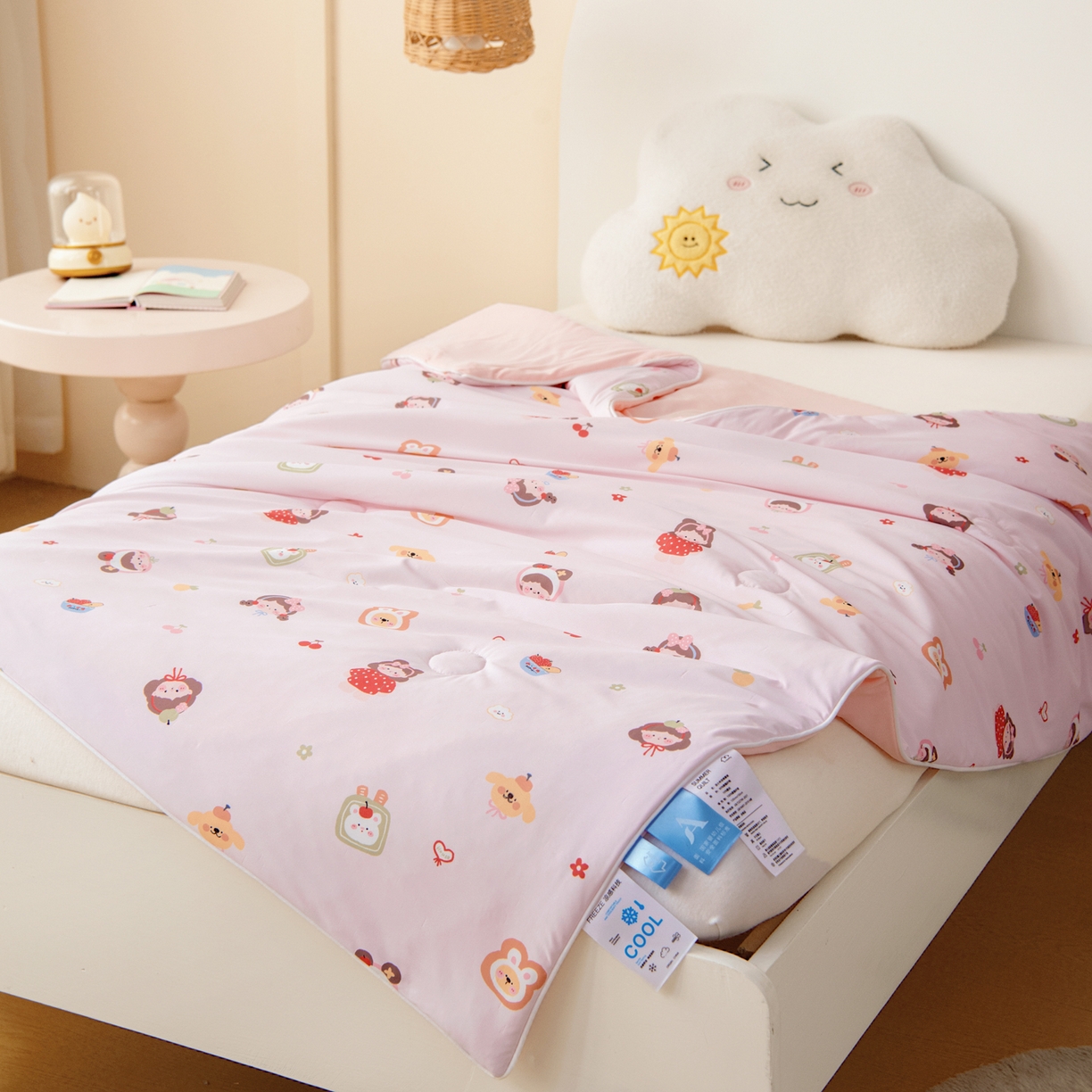 91家纺网 家纺一手货源 找家纺 御棉坊 御棉坊2026圆网A类凉感幼儿园夏凉被宝宝午睡薄被子儿童空调被夏被 粉粉女孩