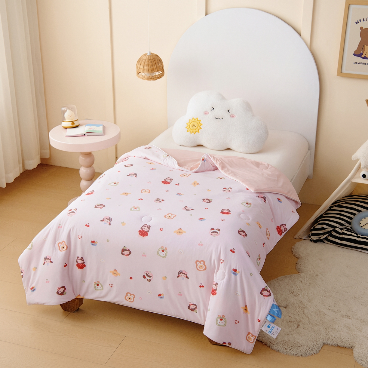 91家纺网 家纺一手货源 找家纺 御棉坊 御棉坊2026圆网A类凉感幼儿园夏凉被宝宝午睡薄被子儿童空调被夏被 粉粉女孩