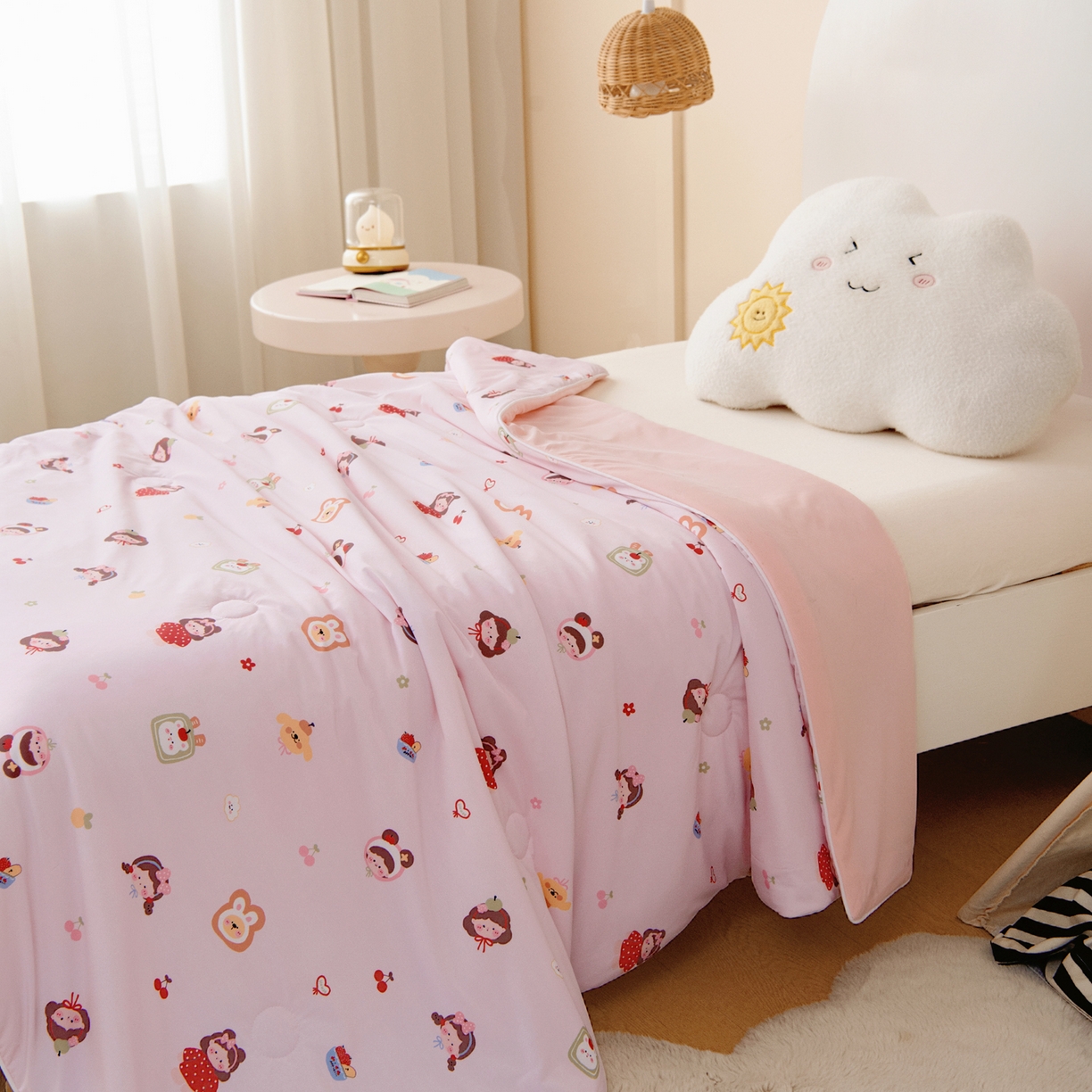 91家纺网 家纺一手货源 找家纺 御棉坊 御棉坊2026圆网A类凉感幼儿园夏凉被宝宝午睡薄被子儿童空调被夏被 粉粉女孩
