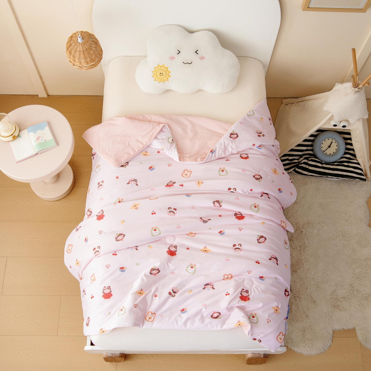 91家纺网 家纺一手货源 找家纺 御棉坊 御棉坊2026圆网A类凉感幼儿园夏凉被宝宝午睡薄被子儿童空调被夏被 粉粉女孩