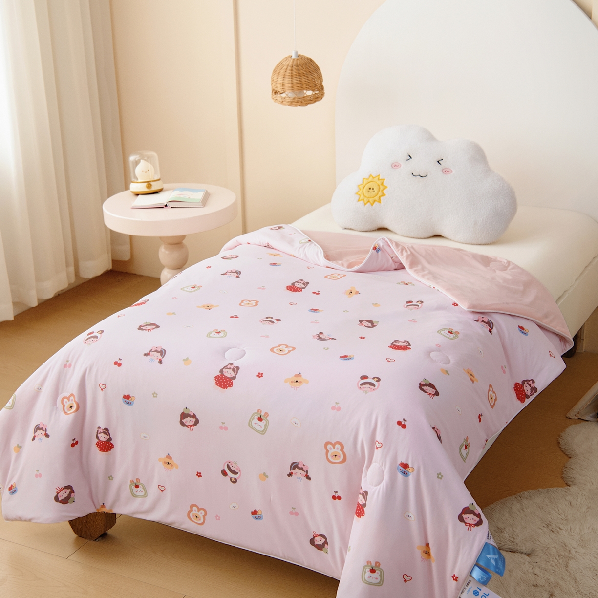 91家纺网 家纺一手货源 找家纺 御棉坊 御棉坊2026圆网A类凉感幼儿园夏凉被宝宝午睡薄被子儿童空调被夏被 粉粉女孩