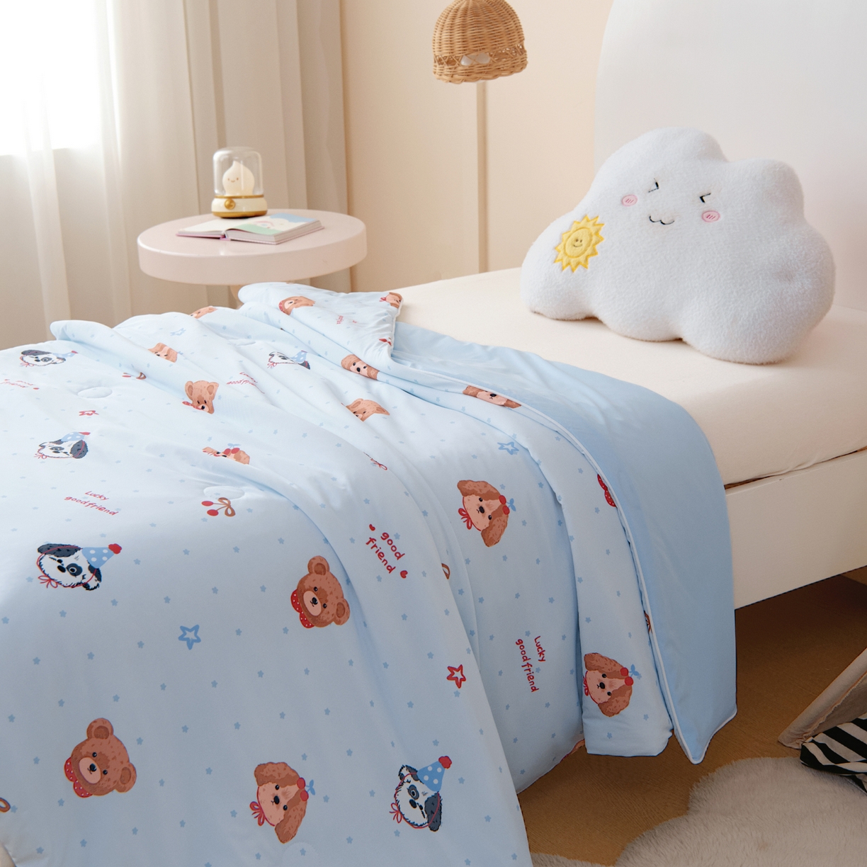 91家纺网 家纺一手货源 找家纺 御棉坊 御棉坊2026圆网A类凉感幼儿园夏凉被宝宝午睡薄被子儿童空调被夏被 好朋友