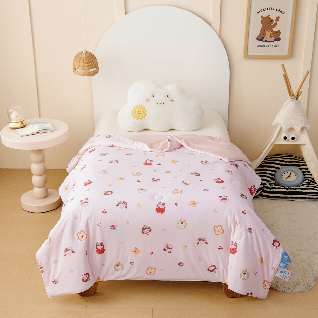 91家纺网 家纺一手货源 找家纺 御棉坊 御棉坊2026圆网A类凉感幼儿园夏凉被宝宝午睡薄被子儿童空调被夏被 粉粉女孩