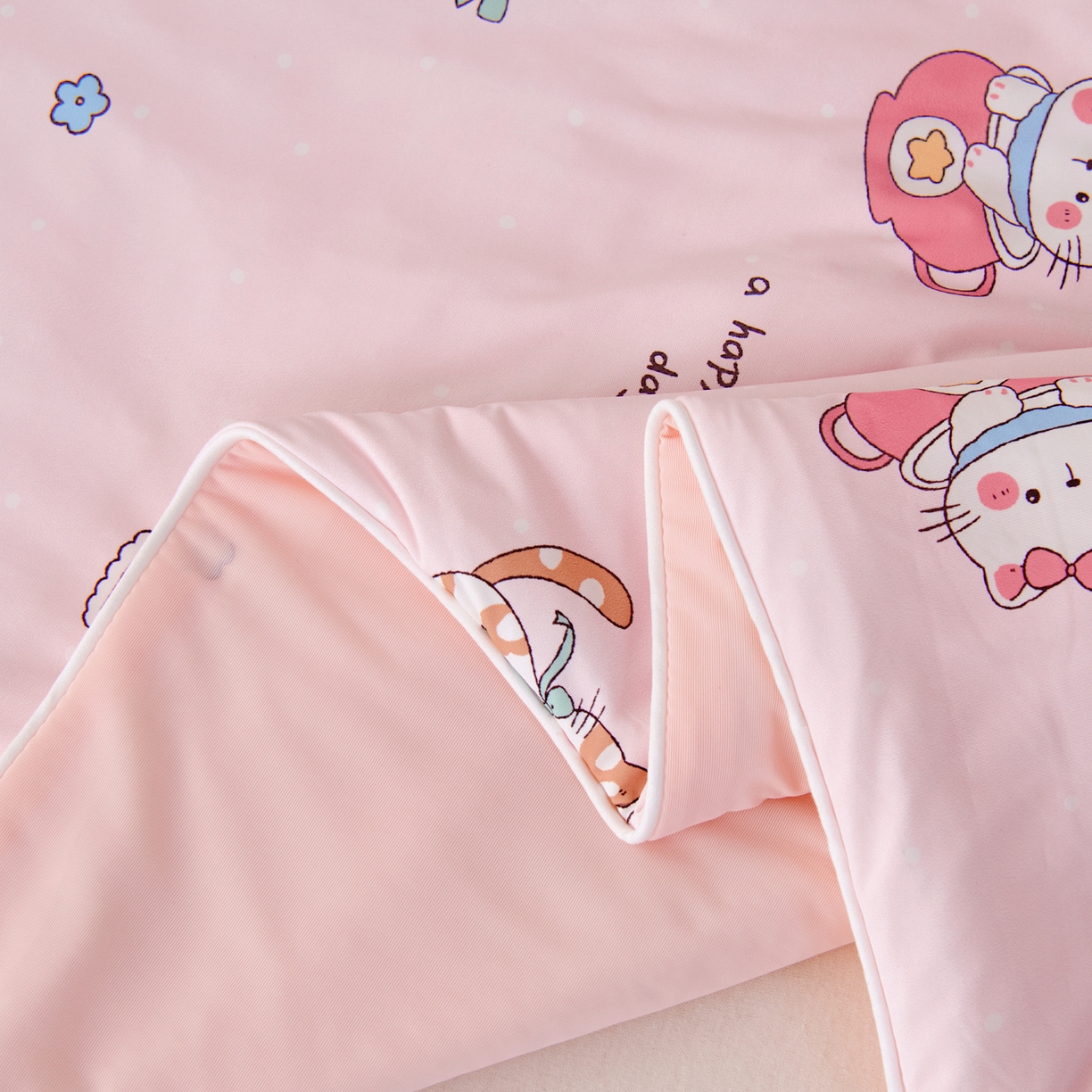 91家纺网 家纺一手货源 找家纺 御棉坊 御棉坊2026圆网A类凉感幼儿园夏凉被宝宝午睡薄被子儿童空调被夏被 开心猫咪