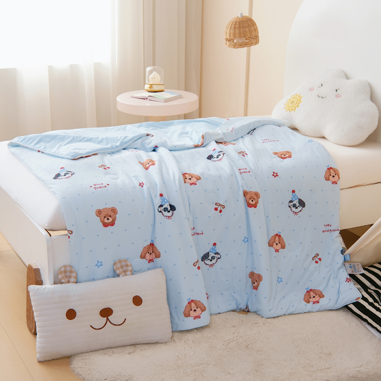 91家纺网 家纺一手货源 找家纺 御棉坊 御棉坊2026圆网A类凉感幼儿园夏凉被宝宝午睡薄被子儿童空调被夏被 好朋友