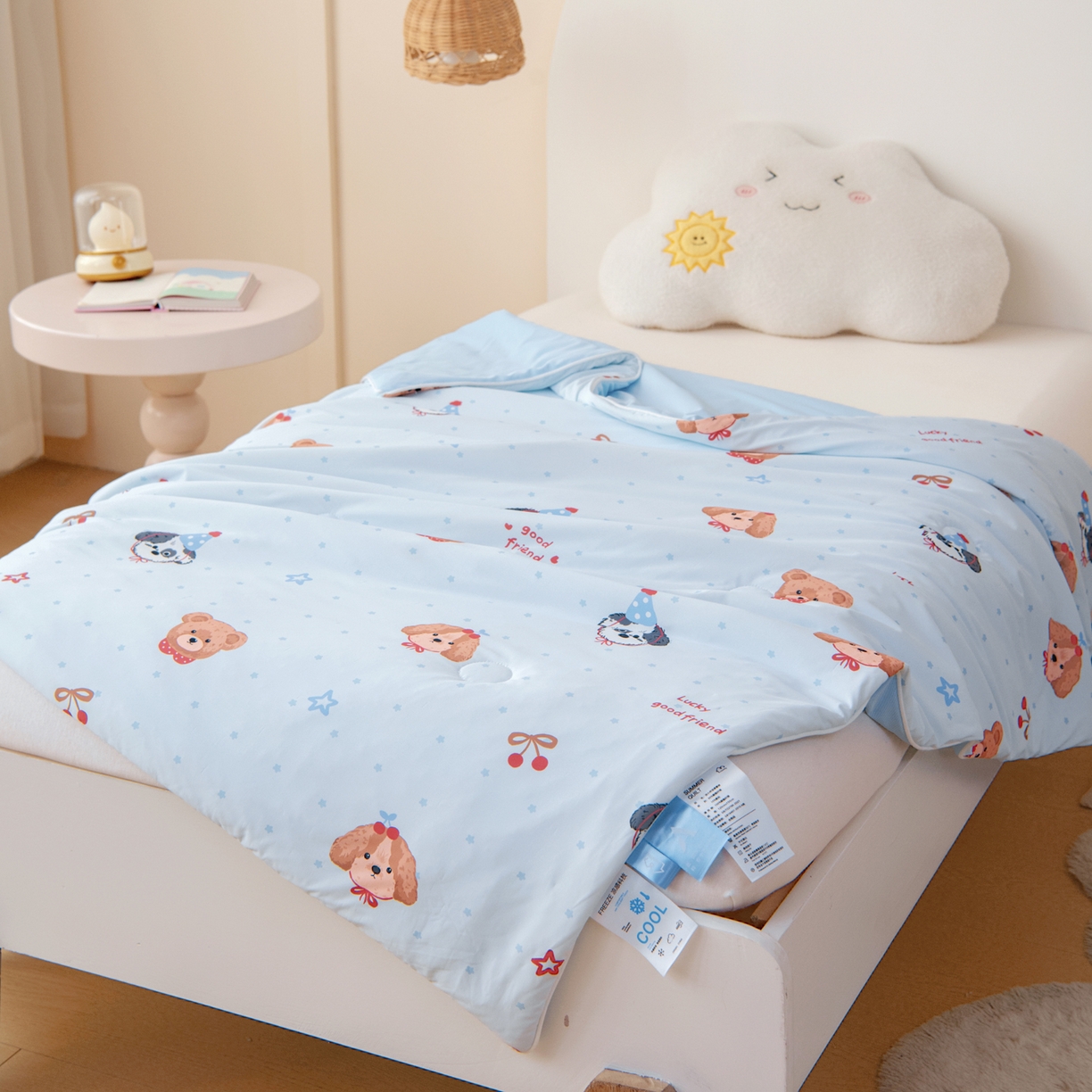 91家纺网 家纺一手货源 找家纺 御棉坊 御棉坊2026圆网A类凉感幼儿园夏凉被宝宝午睡薄被子儿童空调被夏被 好朋友