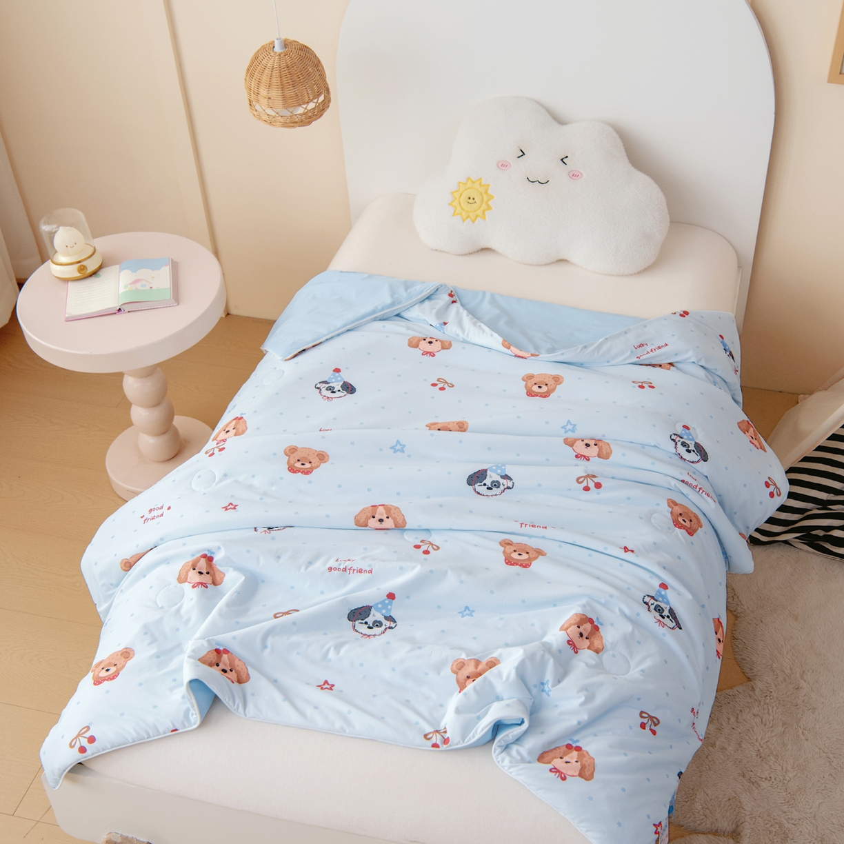 91家纺网 家纺一手货源 找家纺 御棉坊 御棉坊2026圆网A类凉感幼儿园夏凉被宝宝午睡薄被子儿童空调被夏被 好朋友