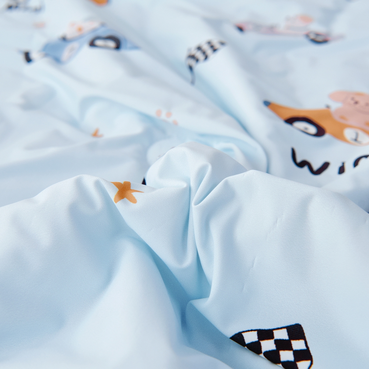 91家纺网 家纺一手货源 找家纺 御棉坊 御棉坊2026圆网A类凉感幼儿园夏凉被宝宝午睡薄被子儿童空调被夏被 波比赛车-蓝