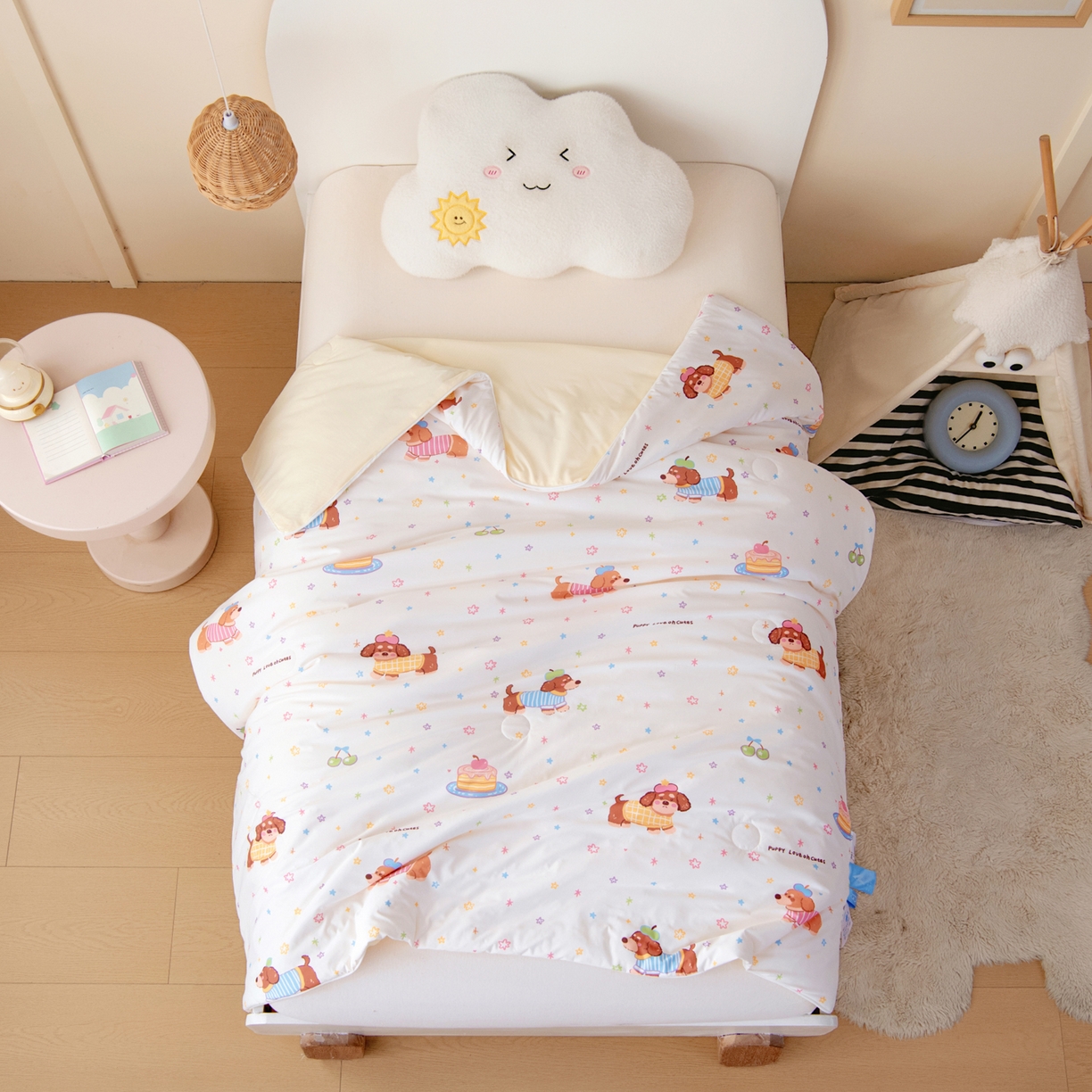 91家纺网 家纺一手货源 找家纺 御棉坊 御棉坊2026圆网A类凉感幼儿园夏凉被宝宝午睡薄被子儿童空调被夏被 星星狗