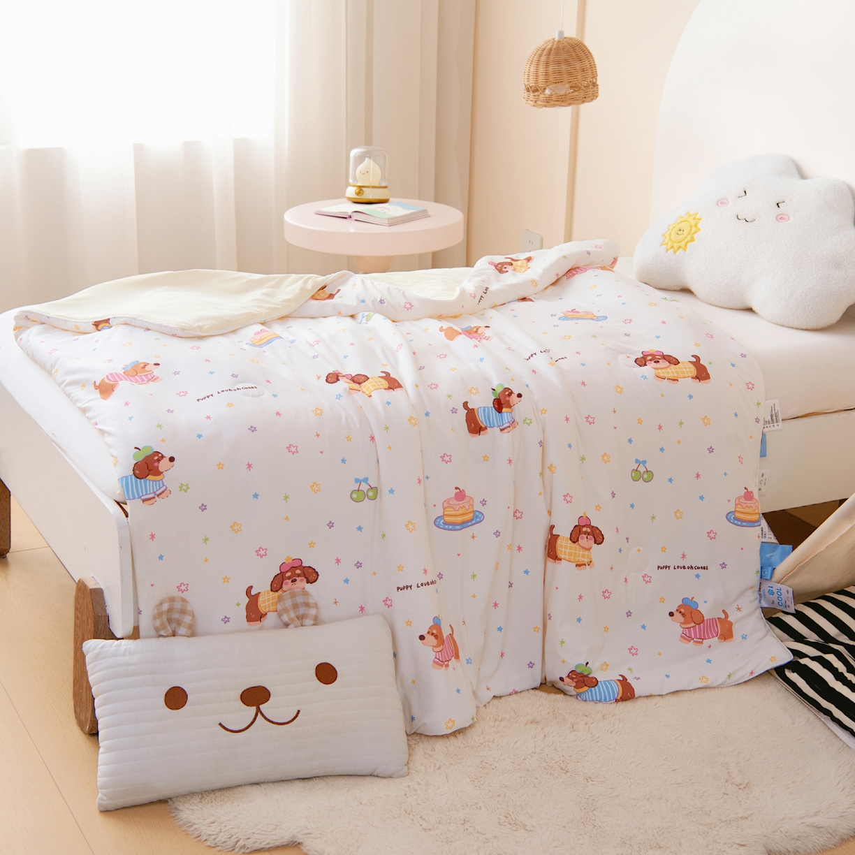 91家纺网 家纺一手货源 找家纺 御棉坊 御棉坊2026圆网A类凉感幼儿园夏凉被宝宝午睡薄被子儿童空调被夏被 星星狗