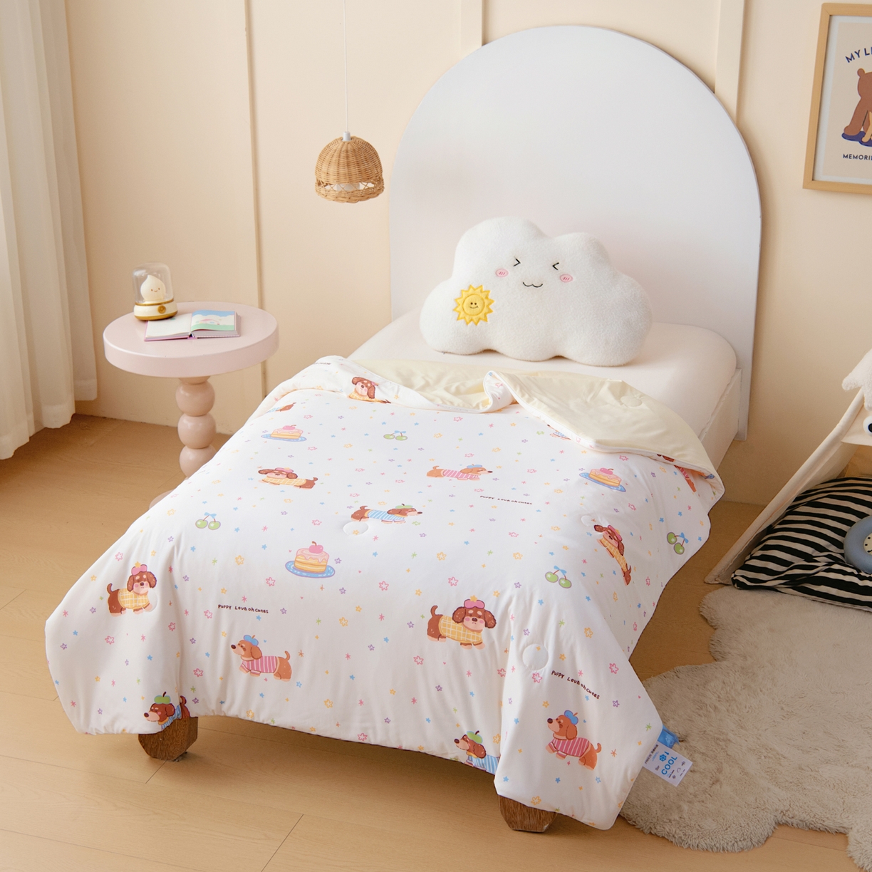 91家纺网 家纺一手货源 找家纺 御棉坊 御棉坊2026圆网A类凉感幼儿园夏凉被宝宝午睡薄被子儿童空调被夏被 星星狗