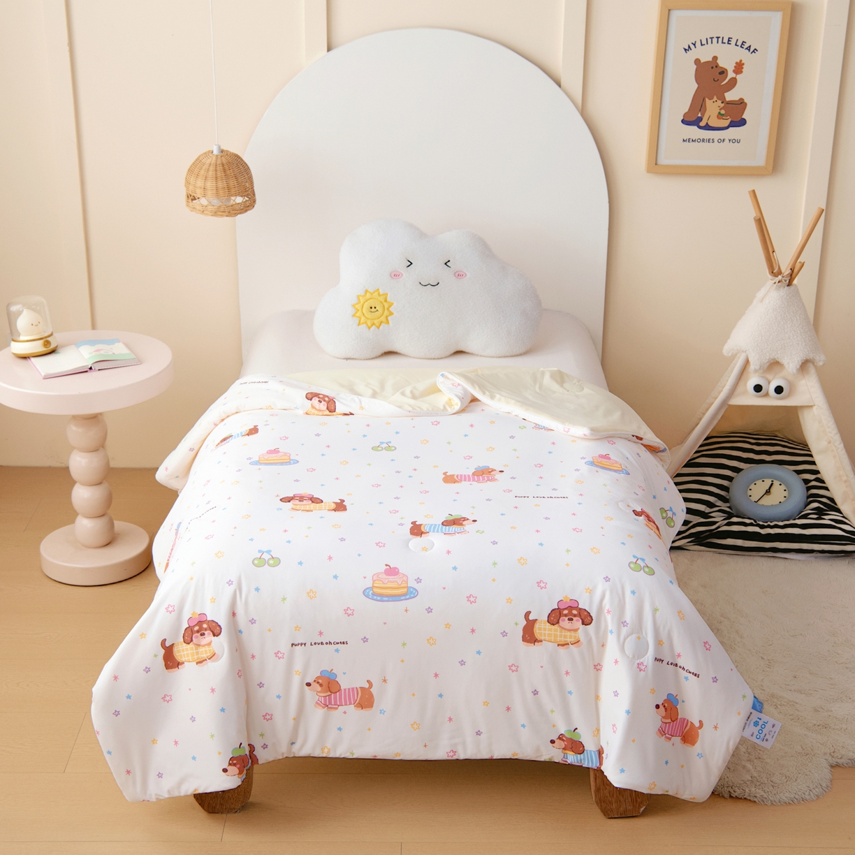 91家纺网 家纺一手货源 找家纺 御棉坊 御棉坊2026圆网A类凉感幼儿园夏凉被宝宝午睡薄被子儿童空调被夏被 星星狗