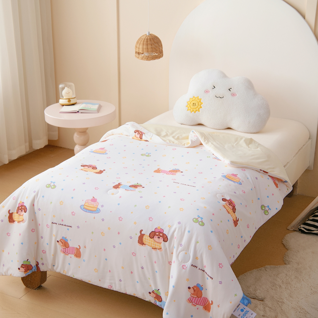 91家纺网 家纺一手货源 找家纺 御棉坊 御棉坊2026圆网A类凉感幼儿园夏凉被宝宝午睡薄被子儿童空调被夏被 星星狗