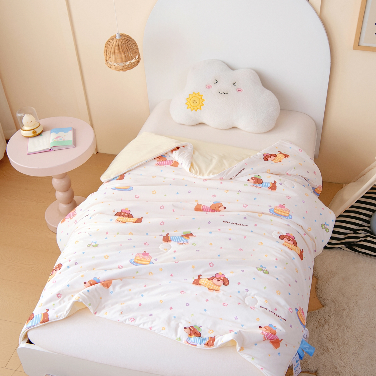 91家纺网 家纺一手货源 找家纺 御棉坊 御棉坊2026圆网A类凉感幼儿园夏凉被宝宝午睡薄被子儿童空调被夏被 星星狗