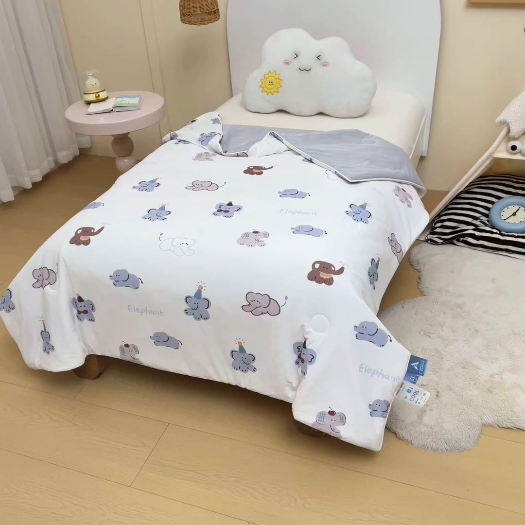 91家纺网 家纺一手货源 找家纺 御棉坊 御棉坊2026圆网A类凉感幼儿园夏凉被宝宝午睡薄被子儿童空调被夏被 顽皮小象