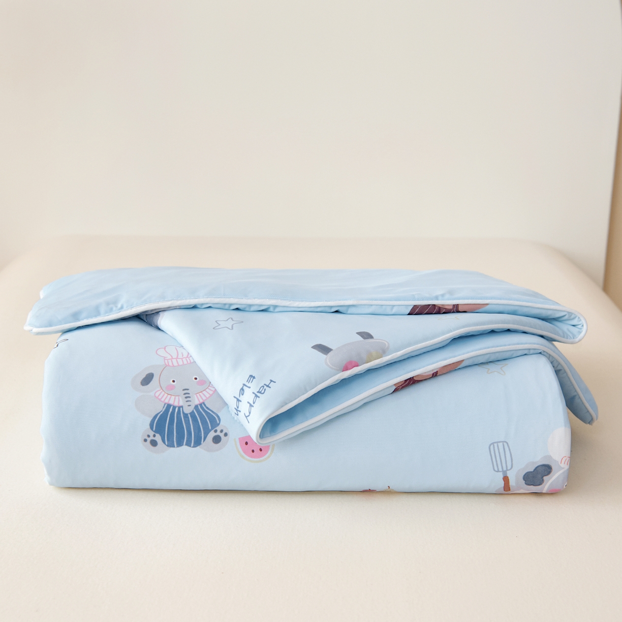 91家纺网 家纺一手货源 找家纺 御棉坊 御棉坊2026圆网A类凉感幼儿园夏凉被宝宝午睡薄被子儿童空调被夏被 小象蛋糕坊