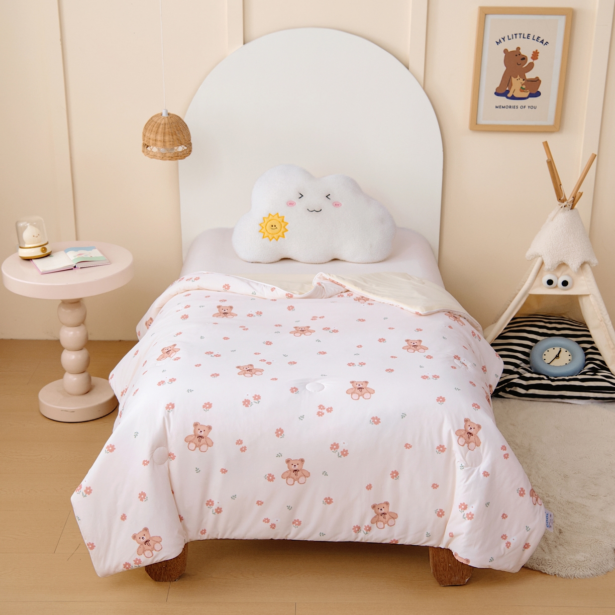 91家纺网 家纺一手货源 找家纺 御棉坊 御棉坊2026圆网A类凉感幼儿园夏凉被宝宝午睡薄被子儿童空调被夏被 春日小熊