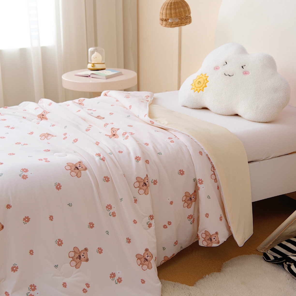 91家纺网 家纺一手货源 找家纺 御棉坊 御棉坊2026圆网A类凉感幼儿园夏凉被宝宝午睡薄被子儿童空调被夏被 春日小熊