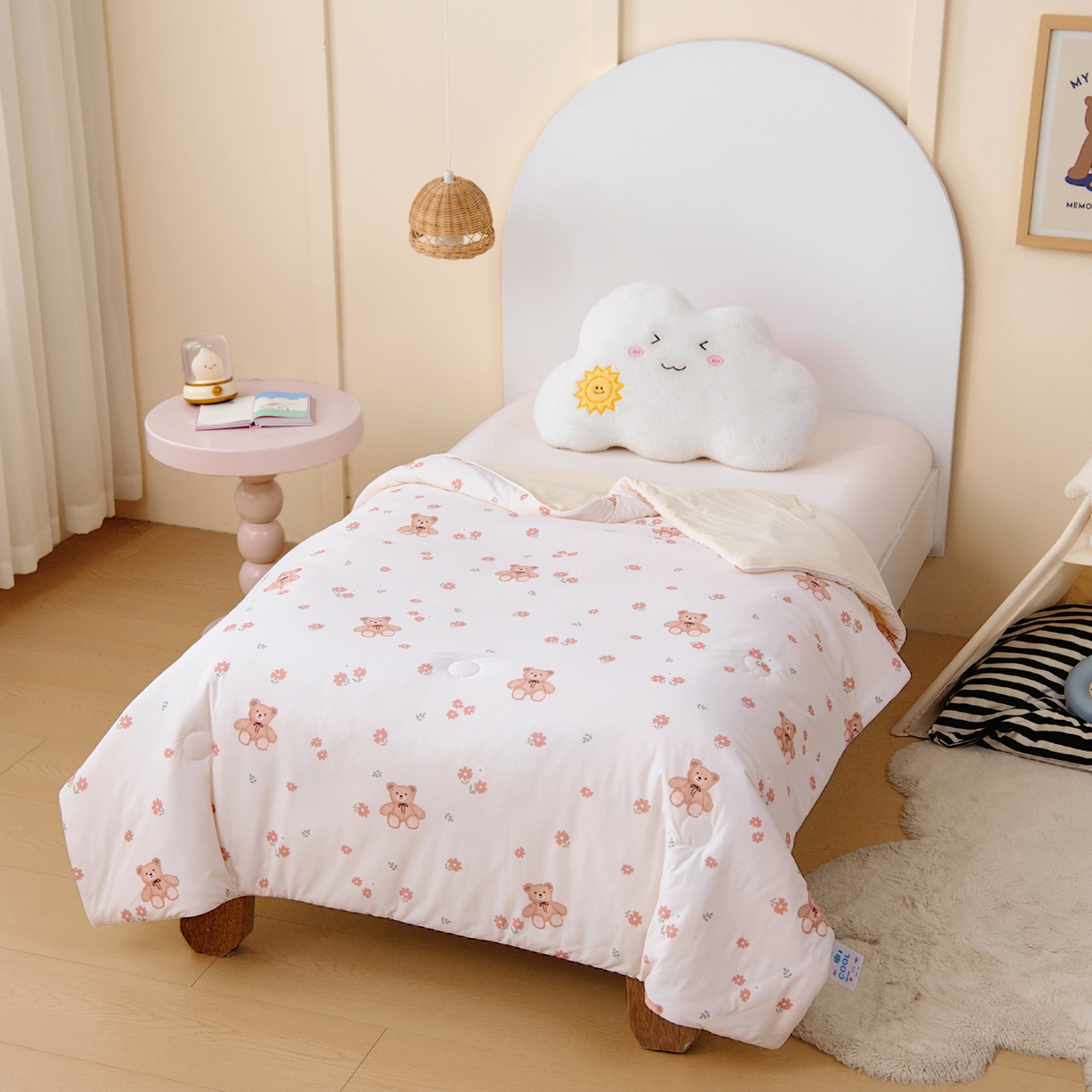 91家纺网 家纺一手货源 找家纺 御棉坊 御棉坊2026圆网A类凉感幼儿园夏凉被宝宝午睡薄被子儿童空调被夏被 春日小熊