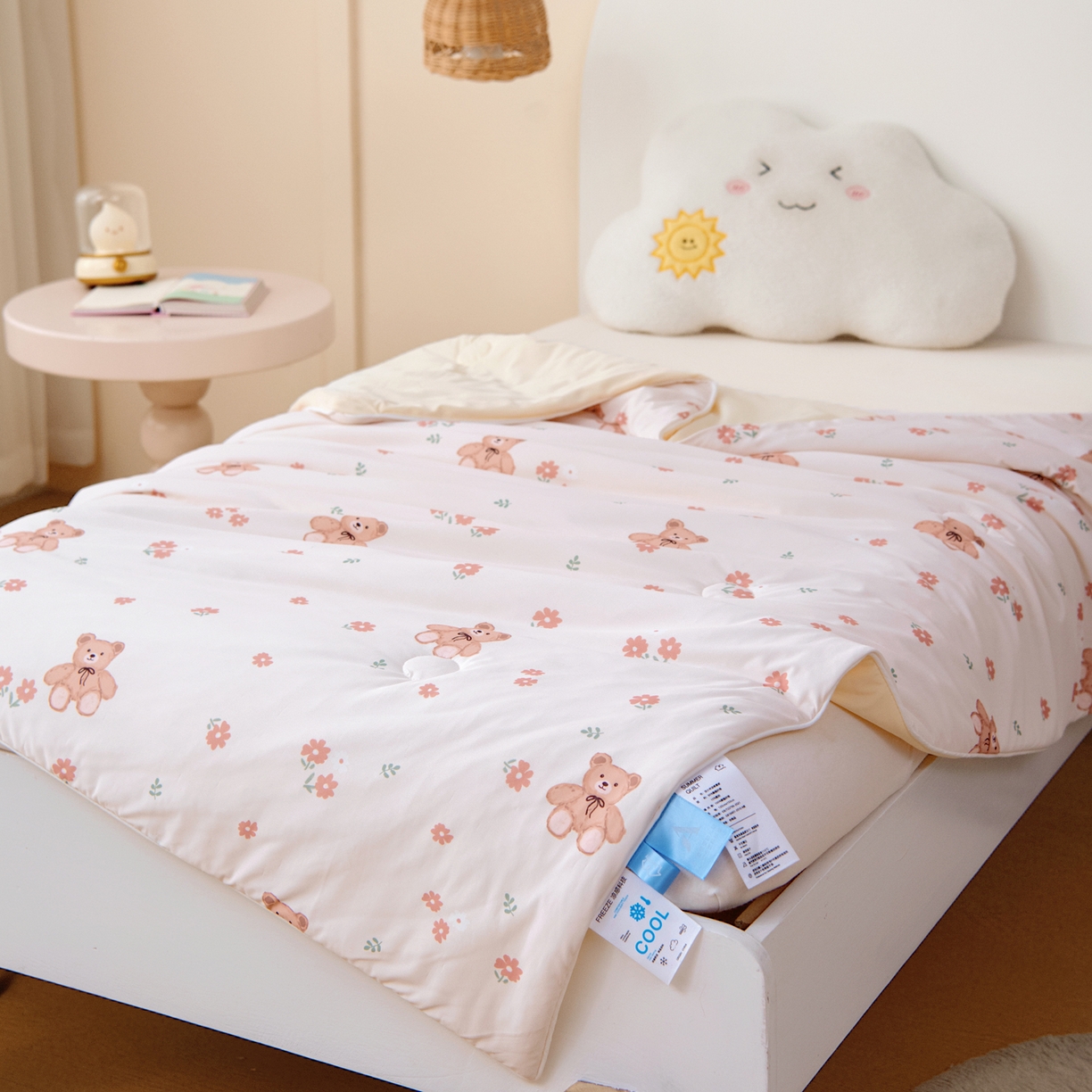 91家纺网 家纺一手货源 找家纺 御棉坊 御棉坊2026圆网A类凉感幼儿园夏凉被宝宝午睡薄被子儿童空调被夏被 春日小熊